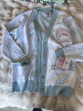 Sanrio Hello Kitty Long Sleeve Button Cardigan , blue. Size L Bioworld