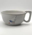 Vintage Frankoma 4SC White Handled Soup Cup Mug Goose Blue Bow Pottery
