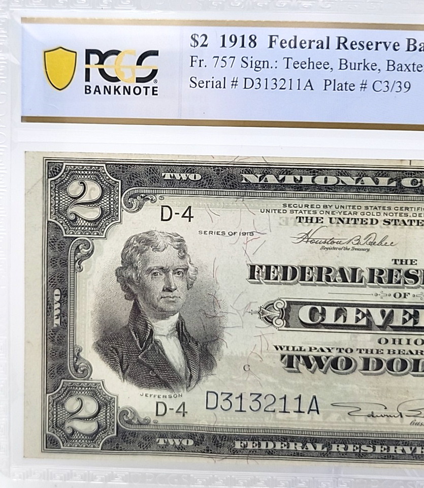 1918 $2 RARE Battleship Note PCGS Choice VF 35 PPQ Cleveland Ohio Lot ...