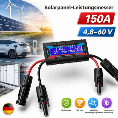 Watt-Messgerät 4.8V-60V Hochpräziser Hintergrundbeleuchtet Solarpanel Strom