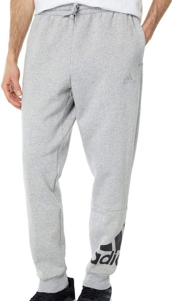 Adidas Mens Essential French Terry Tapered Cuff Logo Jogger Pants Grey GK8978