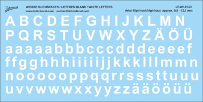 Décalcomanies Lettres Arial 3 Pt. Noir - 78x36 Mm - Marque Interdecal - Fabriqué En Allemagne