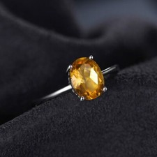 Solitaire Oval Cut Yellow Citrine 1.25TCW Women's Engagement Ring In 935 Silver