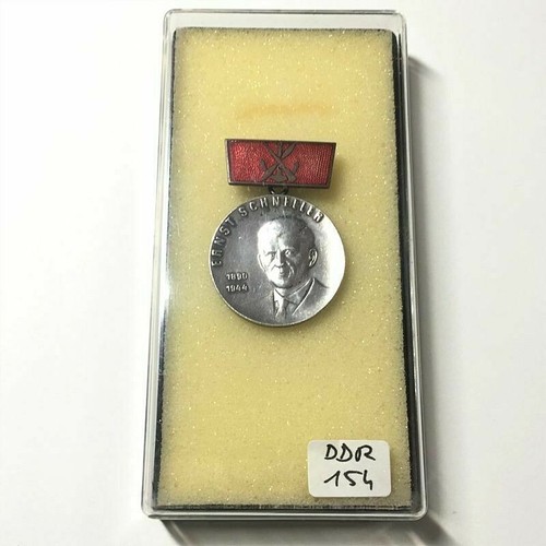 Ernst Schneller DDR Medaille (1961-1972) Silver Stufe 900er Punze (DDR 154) - Picture 6 of 6