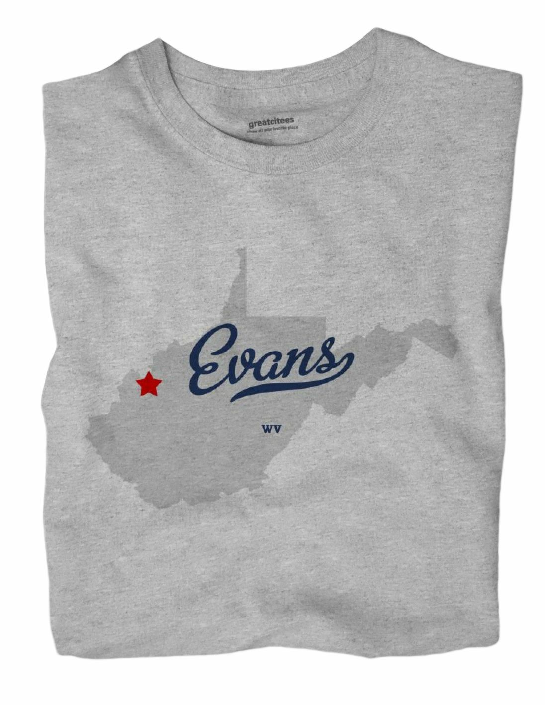 Evans West Virginia WV T-Shirt MAP