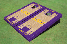 Louisiana State University Purple Matching Basketball Court Custom Cornhole Boar