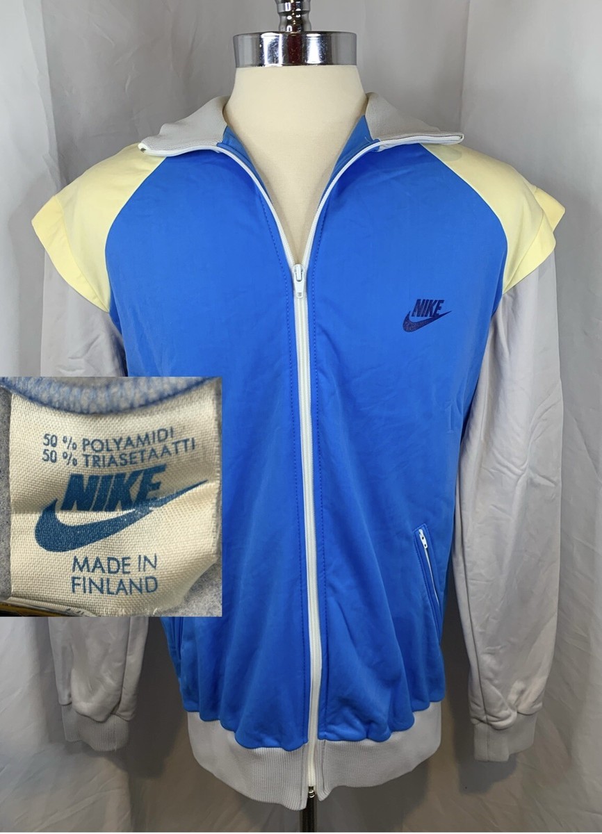 Vtg Nike Track Jacket Made in Finland Blue 80s Rare OG Original