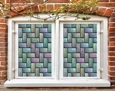 3D Green Square A434 Window Film Print Sticker Cling Stained Glass UV Zoe