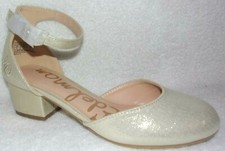 New Sam Edelman Evelyn Sue Sandals Metallic Shimmer Ankle Strap Buckle Girls 11
