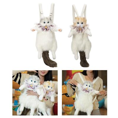 Süßer Stofftier Katze Puppe Rucksack Cartoon Tornister für Frauen Katzenliebhaber Party
