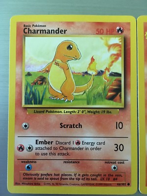 Set Of Two. Charmander 46/102 And Charmeleon 24/102 First Edition