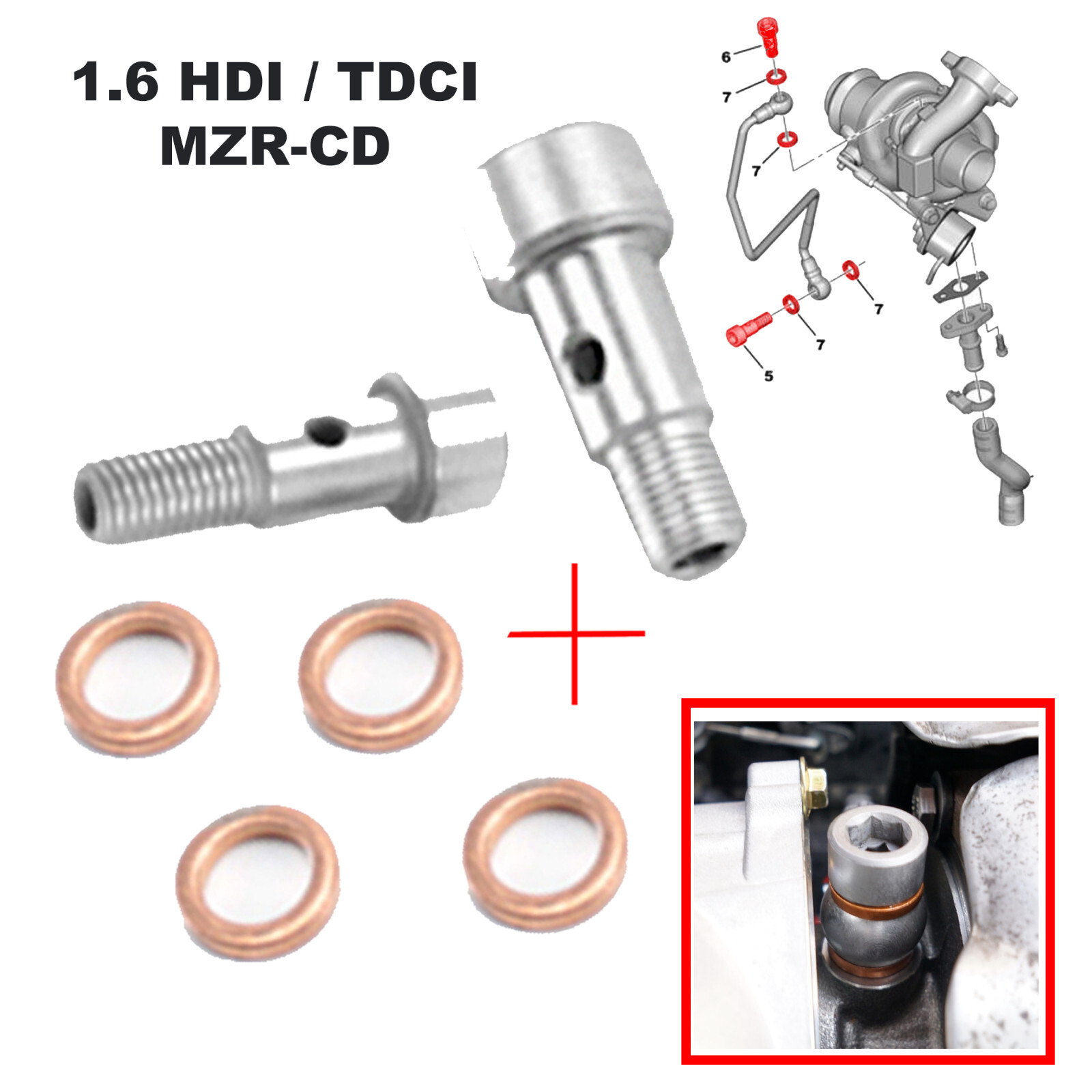 Tuyau De Graissage Turbo Pour Moteurs 1.6 HDI / TDCi 90 - Réf. KC00310 - Neuf Sous Emballage