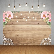 Wooden Plank Floral Party Backdrops Wedding Marriage Bridal Shower Backgrounds