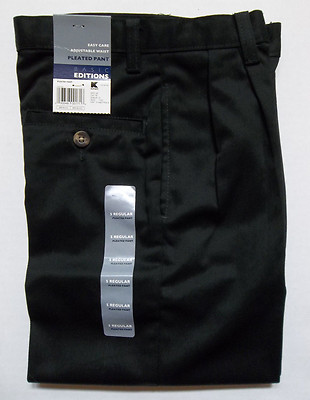 Basic Editions Adj Waist Pleated Pant Boys Size 5 Reg Black