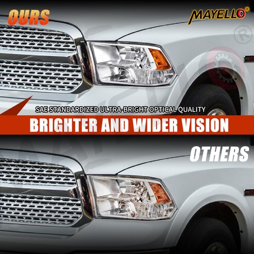 Pair For 09-24 Dodge Ram 1500 Classic 2500 3500 Base SLT Headlights Waterproof - Picture 4 of 8
