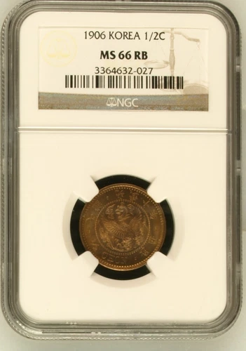 KOREA Kuang Mu 1/2 chon (1906), NGC MS66 RB