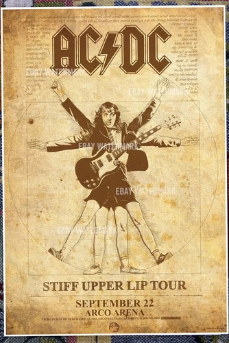 AC DC concert poster 2000 RARE Jefferson Wood, Leonardo Davinci, Angus ...