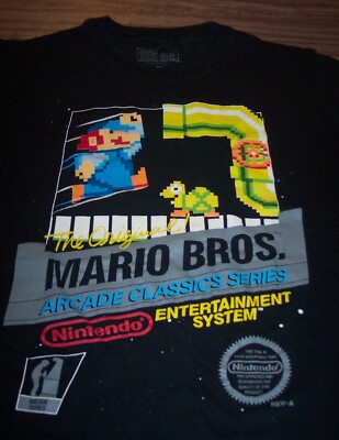 VINTAGE STYLE ORIGINAL MARIO BROS NES BOX Nintendo T-Shirt ARCADE MENS MEDIUM