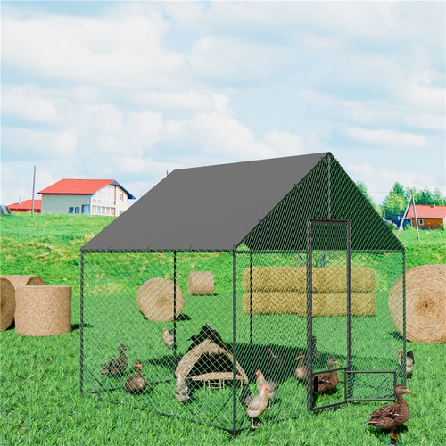 Stronger Metal Chicken Coop Run Duck Pen with Roof for 20 Chickens Backyard Farm - Picture 4 of 14