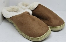 Suede Fleece Lined brown Slip on Clog Slippers, size XL 10-11.
