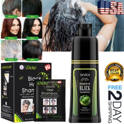 Sevich Fast Black Hair Shampoo Hair Color Dye Natural Plant Essence Long-Lasting