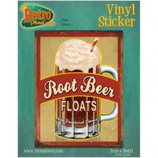 Root Beer Floats Frosty Mug Vinyl Sticker Diner Laptop Bumper Decal 3.5 x 4.7