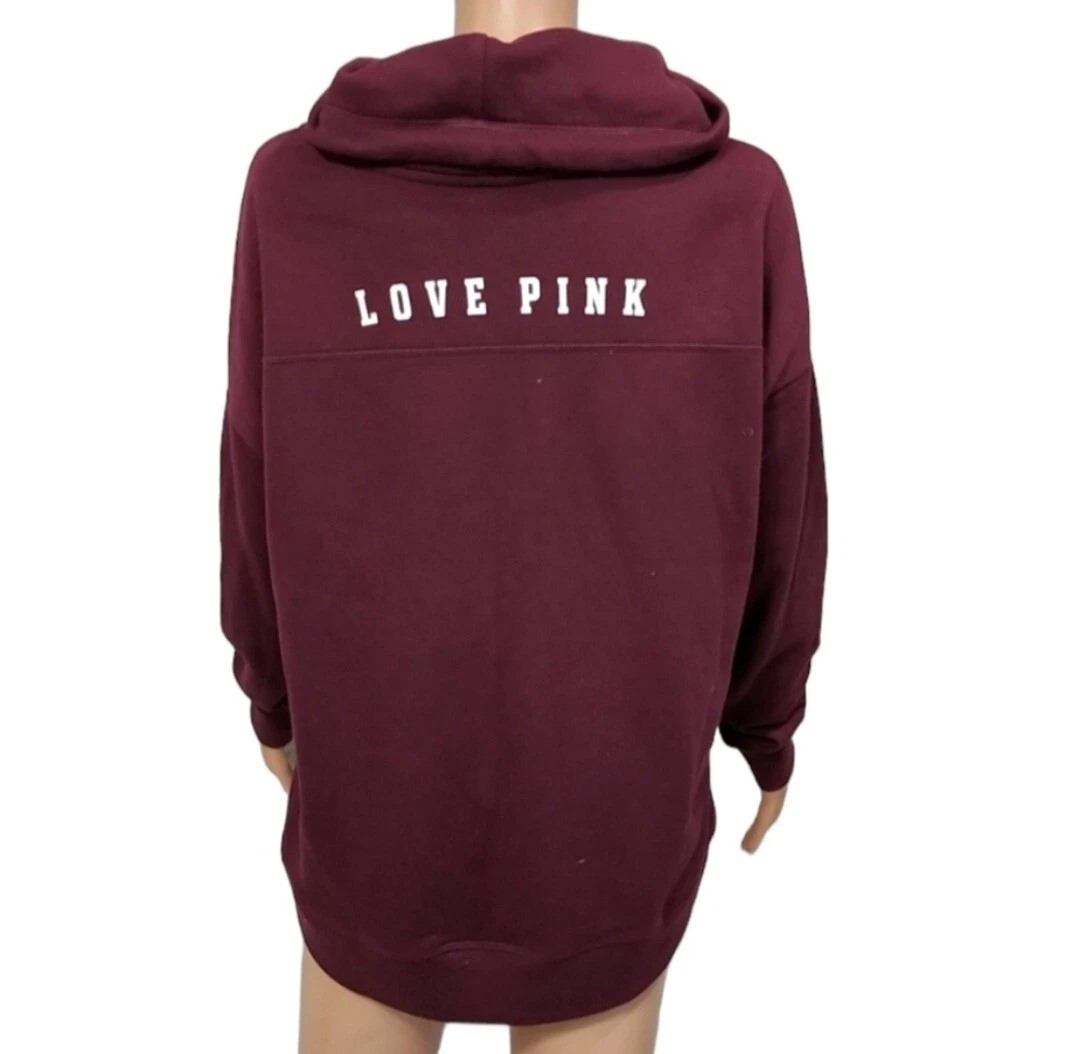 UNDERCOVER Victoria Secret Rosa Maglione Donna Borgogna Pullover Felpa con Cappuccio Taglia S Small