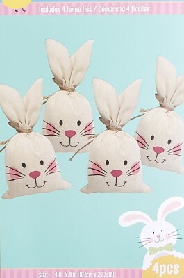 Adorable Easter Basket Treat Sacks Bags Easter Bunny Egg Hunt Candy Sack x 8