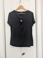 Bold Elements NWT Women's Size XL Blouse Black Short Sleeve