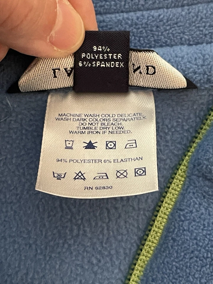 Lands’ End Womens XL Blue Fleece Quarter Zip Pullover Elbow Patches Excellent - Image 4 of 4