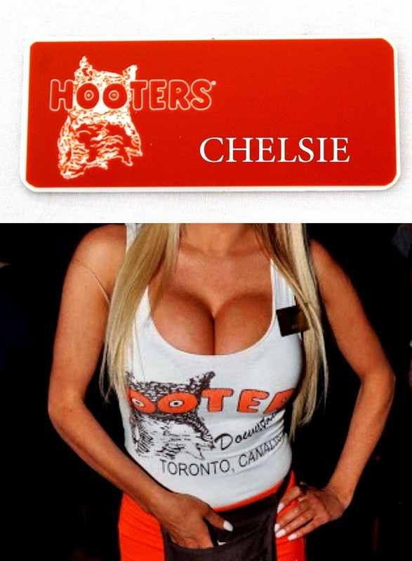 Chelsie Hooters Girl Uniform  Name Tag waitress Barmaid Pin Halloween Costume