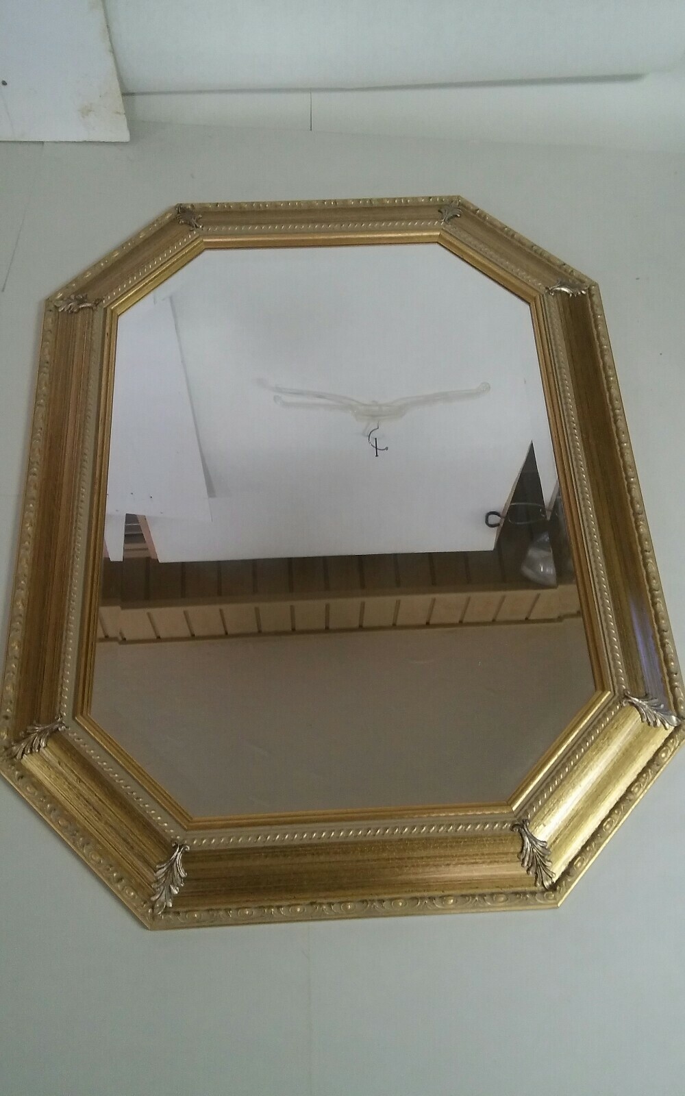 Large Wood Framed Allegro Mirror Italy Made Bombay Company Beveled Edge