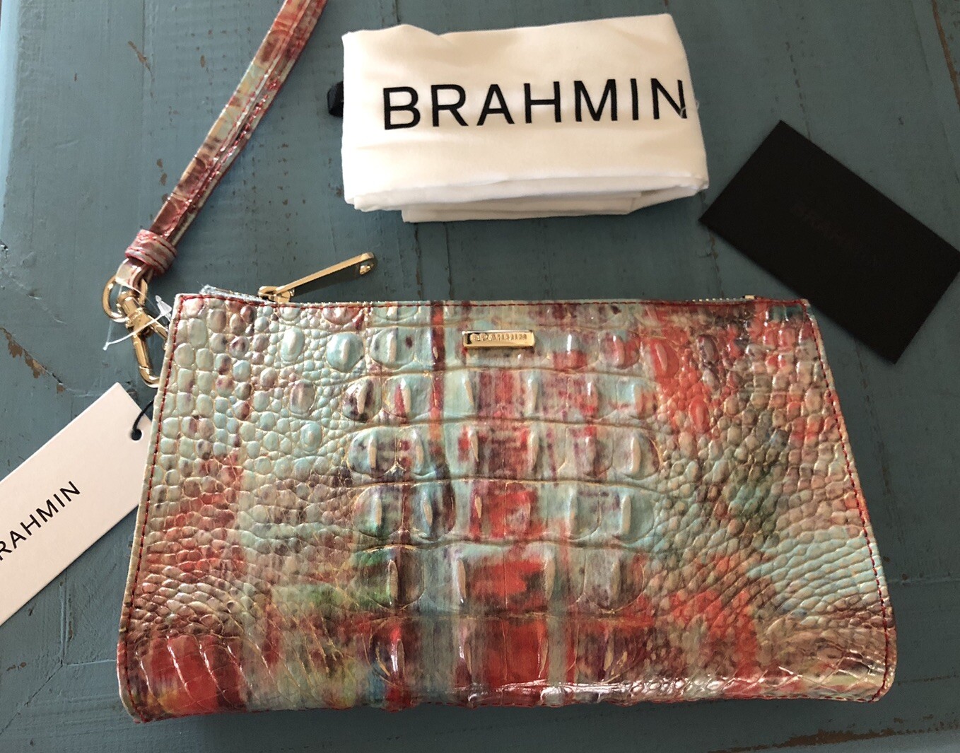 Brahmin Daisy Zip Wristlet ~ Liberty ~ NWT ~ Dreamy Sunset Hues