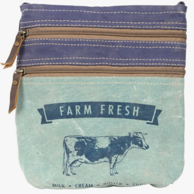 Clea Ray Farm Fresh Canvas Crossbody Purse Upcycled Americana Gifts