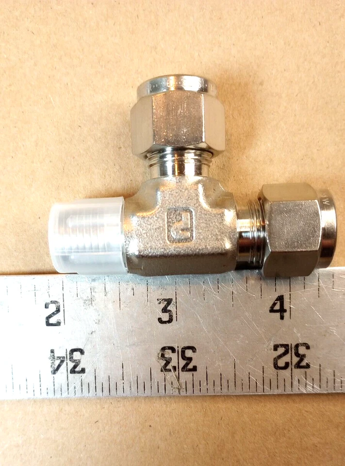 Parker Stainless Run Tee Union 8MRT8N-316, 1/2" A-LOK Tube x 1/2" NPT Pipe - Image 3 of 4