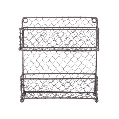 2 Tier Vintage Metal Chicken Wire Spice Rack Organizer For Kitchen Wall ...