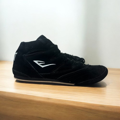 Everlast Boxing Shoes Mens 12.5 Trainer Black Suede Mid 8000 MMA Wrestling