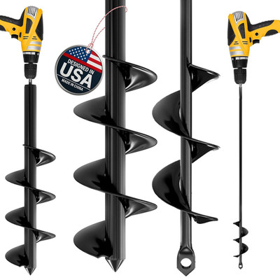 Auger Drill Bit for Planting 2 Pack 1.6 X 16 Inch & 3.5 X 16 Inch Set   Garden S