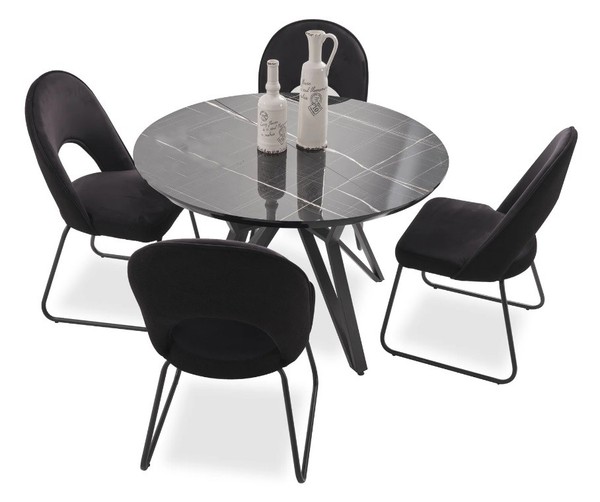 Luxus Esszimmer Set Esstisch 4X StüHle Stuhl Textil Essgruppe Garnitur Neu-image