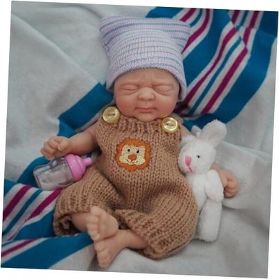 7'' Mini Silicone Baby Girl, Miniature Reborn Baby Dolls，Silicone Full Body Ella