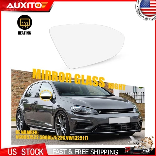 Right Hand Side Heated Mirror Glass Fit Volkswagen Golf R 2015-2019 Golf MK7 GTI