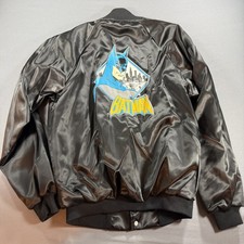 Vintage Kids Batman Chalkline Satin Jacket Size 18/20 Made in USA NEVER WORN