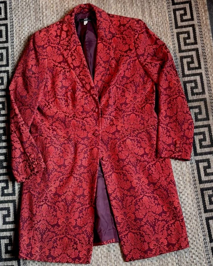 NEUWERTIG GEHROCK LONGBLAZER MANTEL BAROCK-JACQUARD GR 46 APART bordeaux lila