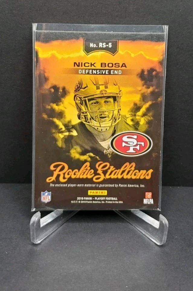 2019 Panini Playoff Nick Bosa (RC) RELIC Rookie Stallions SF 49ers #RS-5 - Image 2 of 3