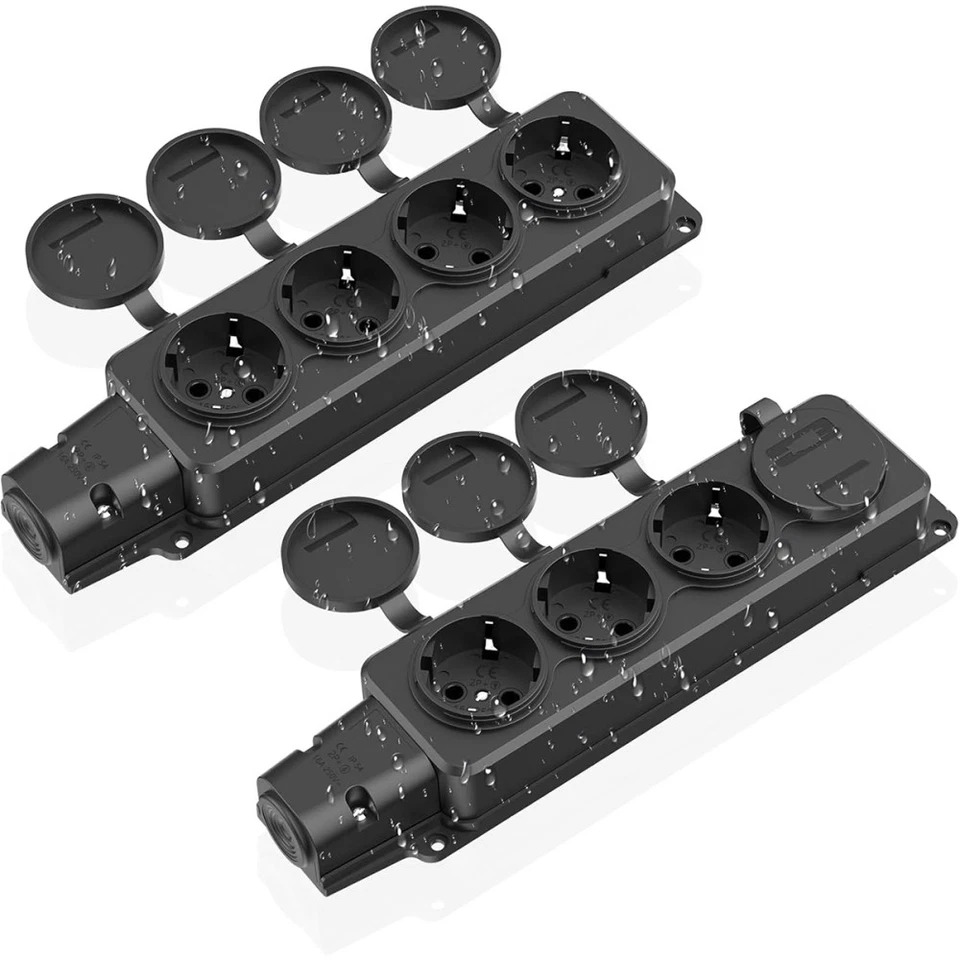 16A Steckdosenleiste 4 Fach Außen Outdoor IP54 Mehrfachstecker Strom Steckdose~ - Bild 3 von 4