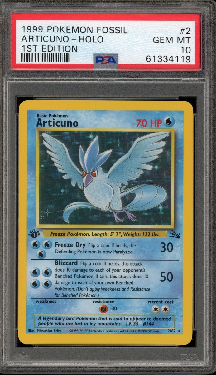 Pokemon Articuno Fossil 1st Edition Holo Rare #2 PSA 10 Gem Mint