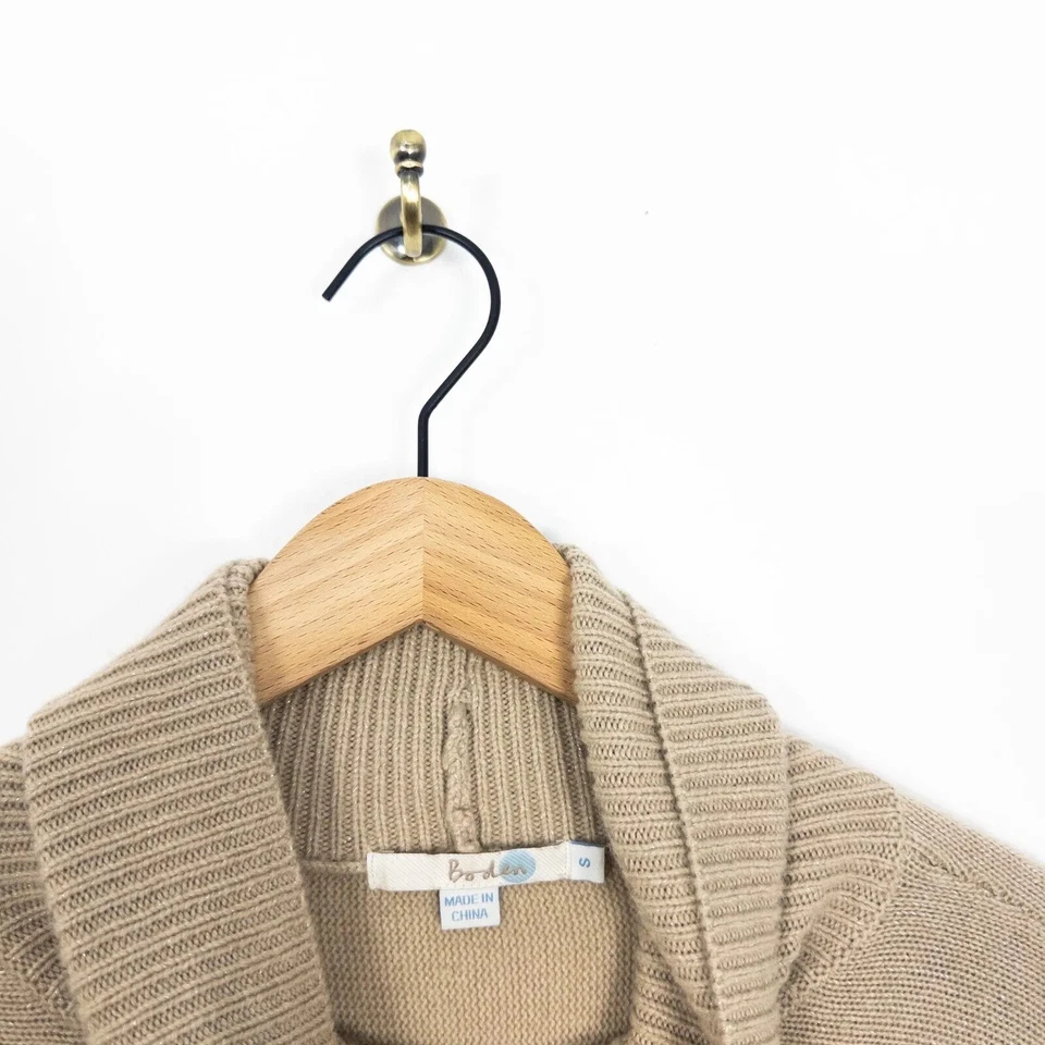 Jersey Boden Cashmere Cuello Redondo Acanalado Beige Plata Brillo - Talla S Foto 2 de 4