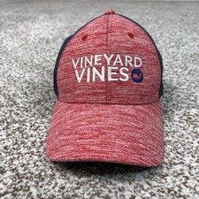 Vineyard Vines Hat Cap Snap Back Red Navy Trucker Mesh Embroidered Whale Mens