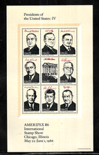 HICK GIRL-MNH. U.S. SOUVENIR SHEET  SC#2219  1986  AMERIPEX  PRESIDENTS IV   A1