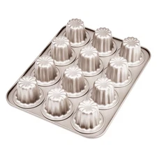 12 Canele Muffin Bakeware Cupcake Pan Non-Stick,Champagne Gold